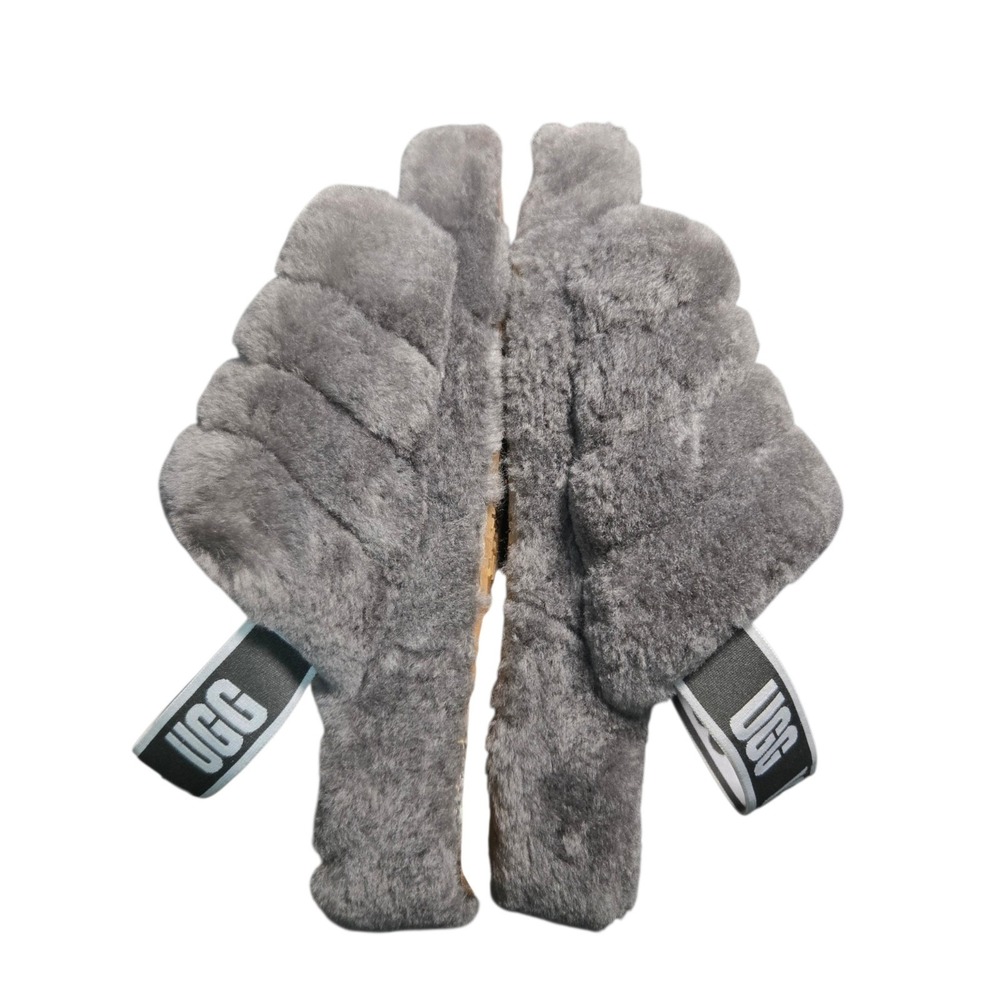 UGG Fluff Yeah Gray Shearling Fur Slide Slippers Women's US 8 Comfort